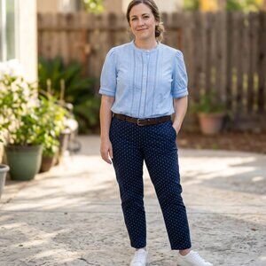 NWT Time and Tru Blue Pintuck Puff Sleeve Victorian Cottagecore Top L